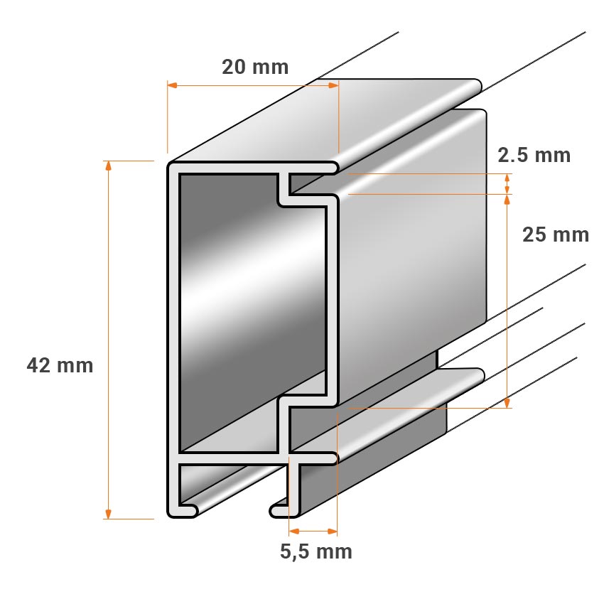 Rama do eksponatów Deep Distance II magnetic - srebrny mat - 42 x 59,4 cm (A2) - akryl (polistyren) - biała płyta stalowa