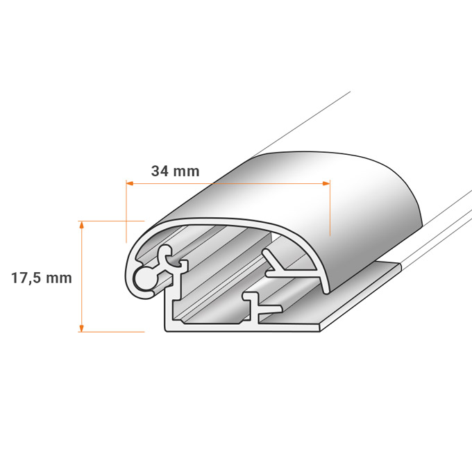 Rama zatrzaskowa Security 34 - srebrny mat - 42 x 59,4 cm (A2) - narożniki proste