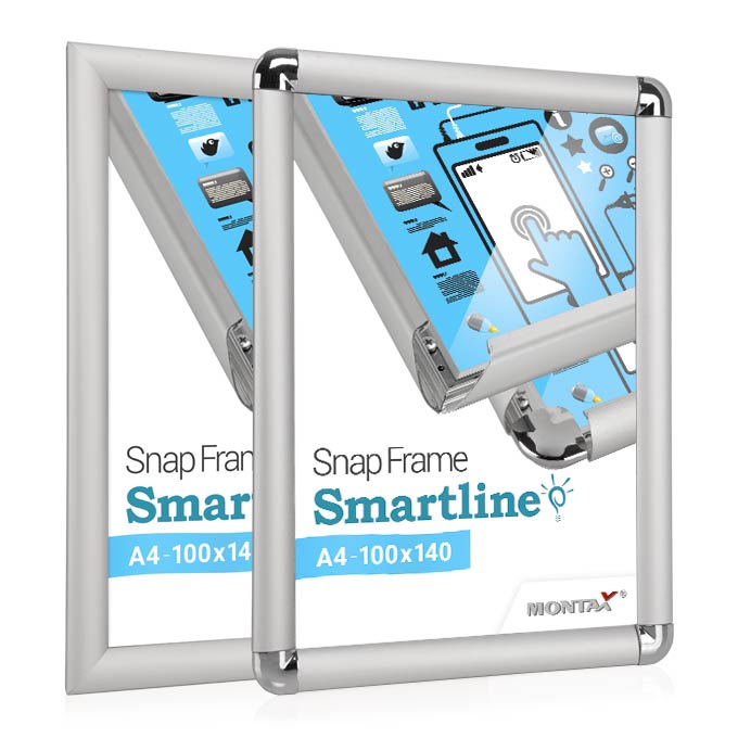 Rama zatrzaskowa Smartline - srebrny mat - 60 x 80 cm - narożniki owalne