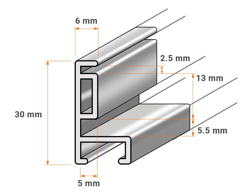 Rama do eksponatów Small Distance magnetic - srebrny mat - 21 x 29,7 cm (A4) - biała płyta stalowa - akryl (polistyren)